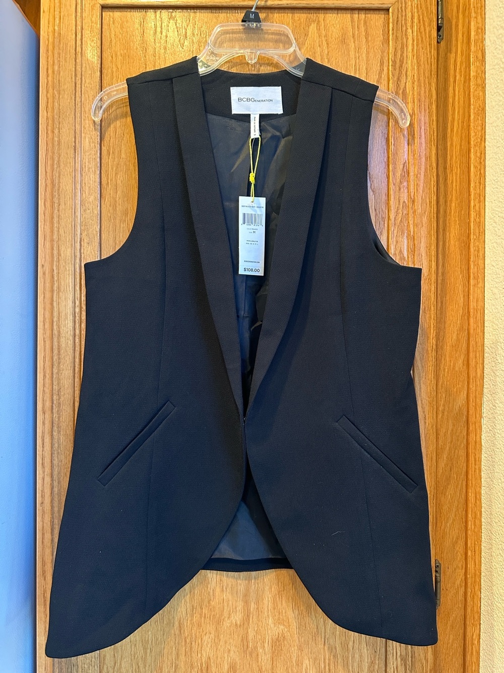 NWT BCBGeneration Black Tailored Sleeveless Vest Blazer Jacket Sz M